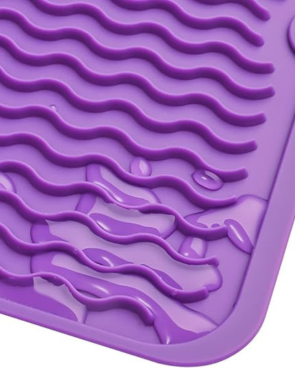 Silicone Dish Drying Mat for Multiple Usage,Easy clean,Eco-friendly,Heat-resistant Silicone Mat for Kitchen Counter or Sink,Refrigerator or drawer liner Purple L 16 inches x 12 inches