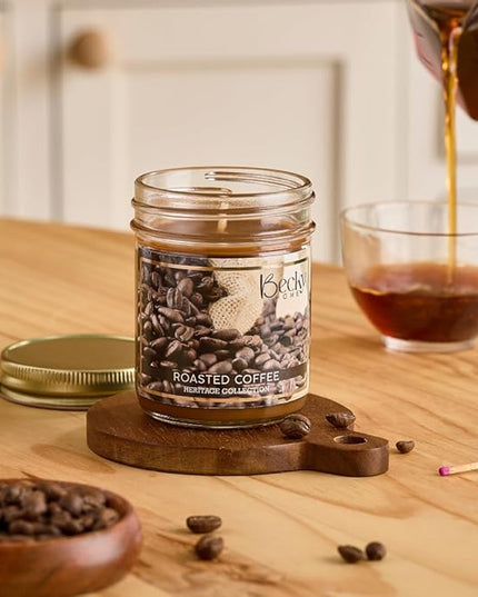 8oz Coffee Scented Candle, Fresh Roast Coffee, Espresso, Macchiato, Large Jar Candles Gift for Men and Women, Clear Glass
