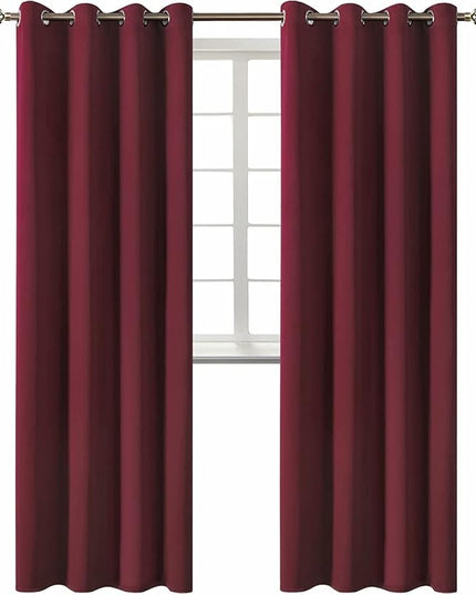 BGment Blackout Curtains for Living Room - Grommet Thermal Insulated Room Darkening Curtains for Bedroom, 2 Panels of 52 x 95 Inch, Burgundy