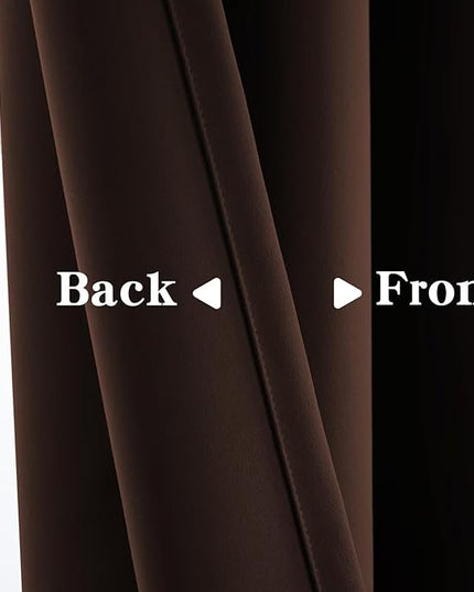 Blackout Curtains 72 Inch Length 2 Panels Set, Black Out Curtains for Bedroom 72 Inch Long, Grommet Energy Saving Room Darkening Drapes for Living Room Window Chocolate(W52 x L72)