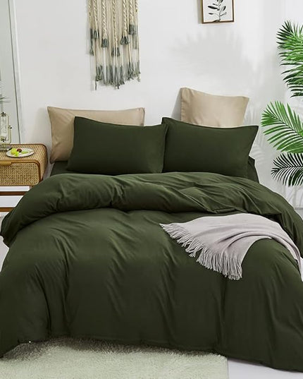 CLOTHKNOW Dark Green Comforter Set Twin/Twin XL Army Green Bedding Comforter Sets Boys Girls Comforter Soft Military Comforter with 2 x Pillow Cases