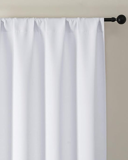 Gwine Pura White Light Filtering Curtains for Bedroom 84 inches Long 2 Panels Set, Solid Noise Reducing Thermal Insulated Light Filtering Curtains for Living Room with Rod Pocket, Each 40" Wx84 L