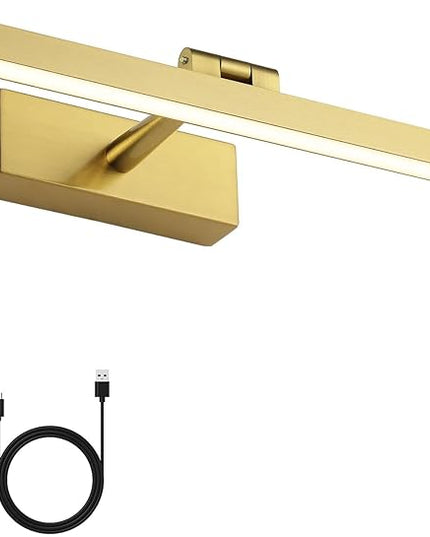 Joosenhouse Battery Operated Picture Light, Wireless Painting Art Light with Remote Control, Dimmable & Timer Function, 15.35" Brass Gallery Light Wall Sconce