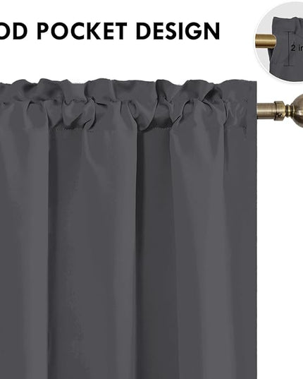 DWCN Blackout Curtains for Bedroom 72 Inch Length 2 Panels Set, Solid Thermal Insulated Energy Saving Rod Pocket Window Treatment Curtains Blackout Drapes (W38 x L72 Inch, Dark Grey)