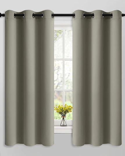 Yakamok Premium Room Darkening Thermal Insulated Curtains for Bedroom/Living Room - Classic Grommet Top (2 Panels, Taupe, 42 Inch by 63 Inch)