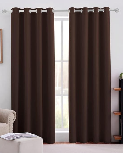 HOMEIDEAS Chocolate Brown Blackout Curtains, Room Darkening Soundproof Thermal Grommet Window Drapes for Living Room, Bedroom(2 Panels, W52'' x L108'')