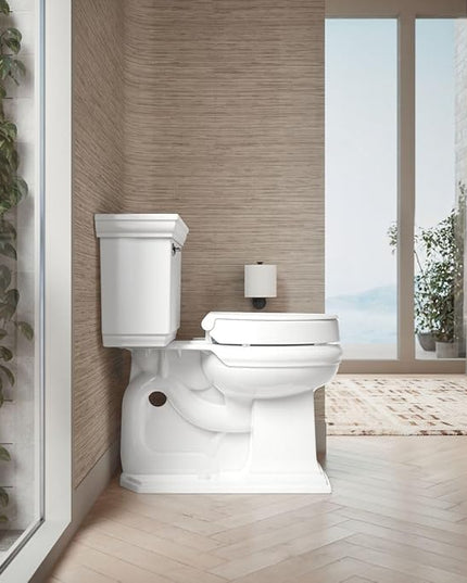 KOHLER 25876-0 Hyten 3" Height, Elevated Soft Close Round Toilet Seat, Contoured Seat with Grip-Tight Bumpers, Quick-Attach Hardware, White