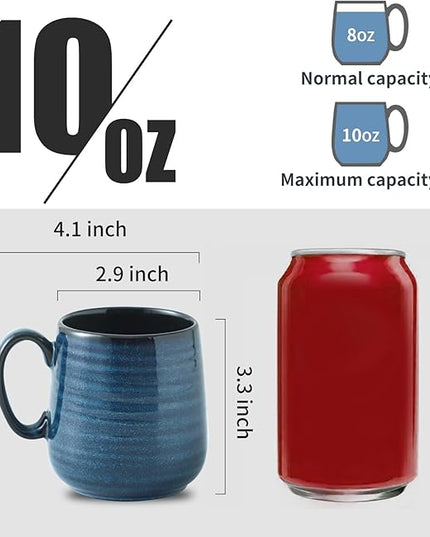 Hasense Small Coffee Mugs 8 oz, Ceramic Cappuccino Cups Set of 4, Espresso Mug with Handle for Latte, Tea, Milk and Mocha, Mini Cups for Gift, Dishwasher & Microwave Safe, Blue