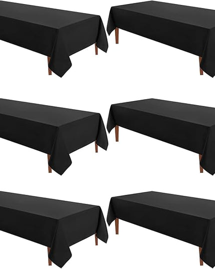 VidaFete Tablecloth 60 * 120inch 6pack Rectangle Table Cloth Polyester, Stain Wrinkle Resistant Dining Table Cover for Kitchen Dinning Party Wedding Rectangular Tabletop Buffet Decoration(Black)
