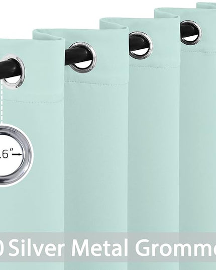 Yakamok Blackout Curtains Room Darkening Thermal Insulated Window Panels,Solid Grommet Top Drapes for Bedroom/Living Room(62Wx63L, Aqua, 2 Panels)