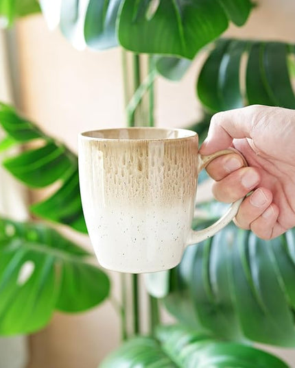 Bosmarlin Ceramic Coffee Mug Set of 4, 17 Oz, 4 Colors to Choose, Tea Cups, Dishwasher and Microwave Safe, Reactive Glaze (Brown)