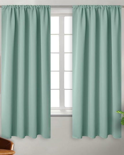BGment Window Curtains for Bedroom - 63 Inch Rod Pocket and Back Tab Thermal Insulated Room Darkening Curtains for Living Room, 2 Curtain Panels (42 x 63 Inch, Frosty Green)