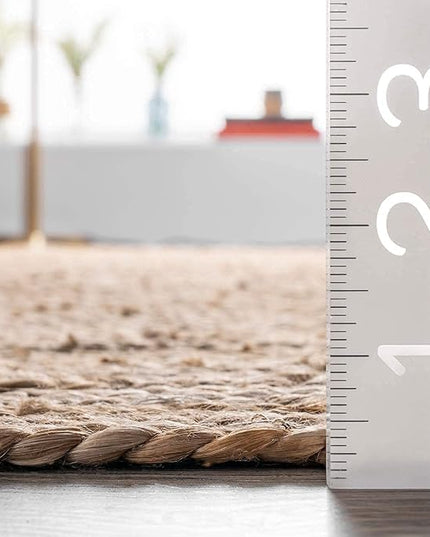 FRELISH DECOR Handwoven Jute Area Rug - 4x6 Feet Natural Yarn - Rustic Vintage Beige Braided Reversible Rectangular Rugs for Bedroom - Kitchen - Living Room - Farmhouse (4' x 6')