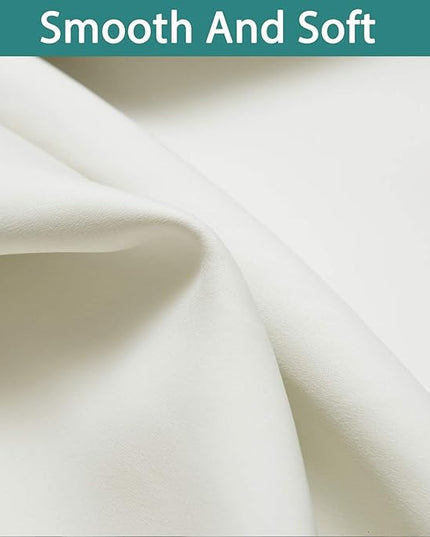 Yakamok 100% Blackout Curtains 96 Inches Long, 2 Thick Layers Heat and Full Light Blocking Soft Thermal Insulated Drapes for Bedroom(52" Wide Each Panel, Cream, 1 Panel)