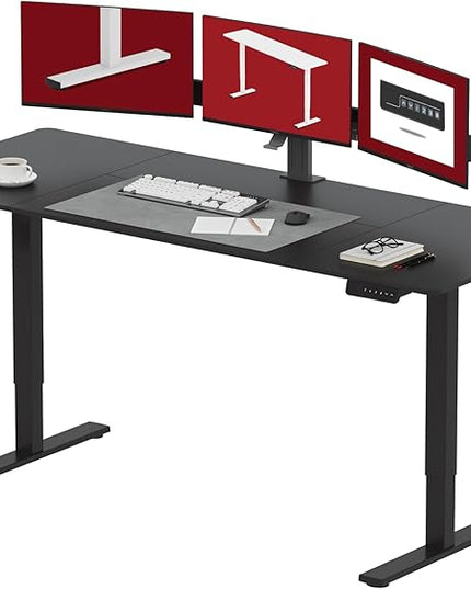 SANODESK Electric Standing Desk 79x32 Inch Height Adjustable Stand Up Desk Home Office Computer Workstation Sit Stand Home Office Desk with Splice Board (Black Frame + Black Top)