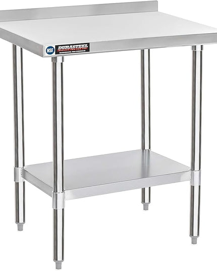 DuraSteel NSF Stainless Steel Table - 24 x 30 Inch Metal Work Table w/Undershelf - Commercial Kitchen, Restaurant, Garage, Laundry - Outdoor Stainless Steel Prep Tables Countertop Island Grill Small