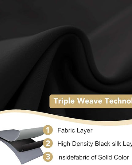 H.VERSAILTEX Thermal Insulated Grommet Blackout Curtains for Bedroom (2 Panels, 52 x 96 -Inch,Solid Black)