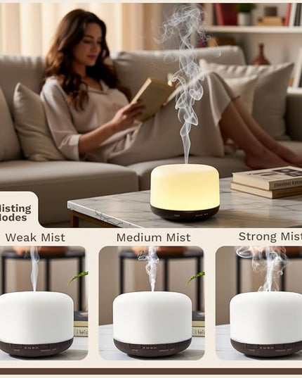 Essential Oil Diffuser 500ml,Aromatherapy Diffuser with 7 LED Lights,Quiet Air Humidifier 4-in-1 with Timer & Auto-Off,Compact Scent Diffuser for Bedroom,Yoga,SPA,Baby Room(Portable Model)