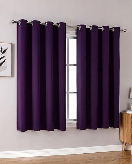ChrisDowa Grommet Blackout Curtains for Bedroom and Living Room - 2 Panels Set Thermal Insulated Room Darkening Curtains (Royal Purple, 52W x 54L)