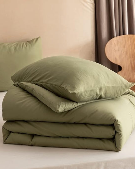 ROSGONIA King Size Comforter Set Olive Green, 3pcs (1 Boho Comforter & 2 Pillowcases), Lightweight Bedding Blanket All Season Bedspreads Quilt
