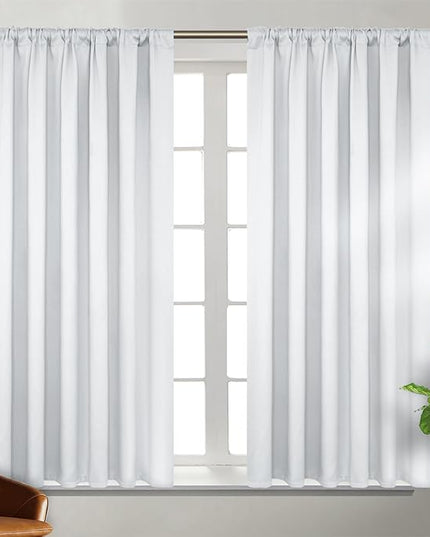 BGment Rod Pocket and Back Tab Blackout Curtains for Bedroom - Thermal Insulated Room Darkening Curtains for Living Room, Set of 2 Panels (52 x 54 Inch, Greyish White)