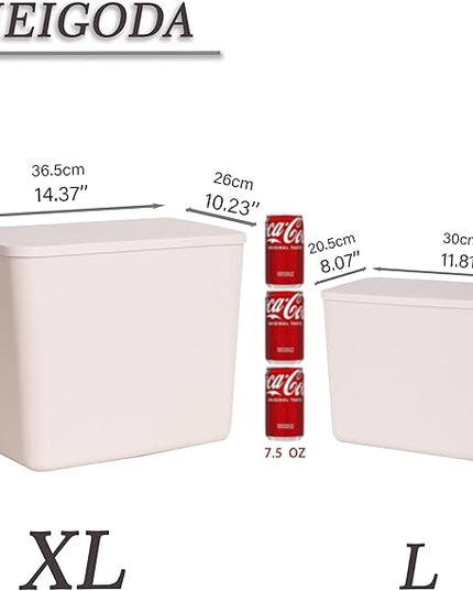 Plastic Storage Bins with lids,Storage Baskets,Container with handle,Storage Organizer Bins for Shelves,Office,Bedrooms,Closets, Cabinets(Grey，5XL+2L)