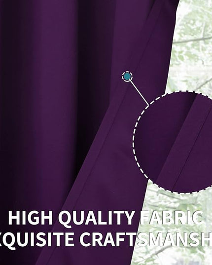 BGment Blackout Curtains - Grommet Thermal Insulated Room Darkening Bedroom and Living Room Curtain, Set of 2 Panels (42 x 72 Inch, Royal Purple)