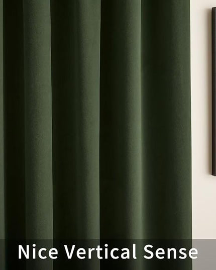 Joydeco Dark Olive Velvet Curtains 120 inch Length 2 Panels, Luxury Blackout Rod Pocket Thermal Insulated Window Curtains, Super Soft Room Darkening Drapes for Living Room Bedroom,W52 x L120 inches