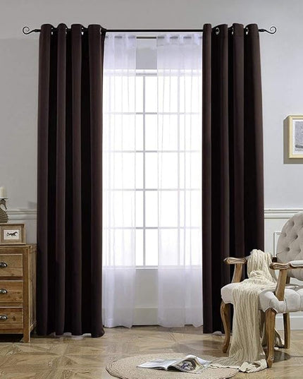 NICETOWN Blackout Thick Window Curtains - (W52 x L108, Brown, 2 Panels) Thermal Insulated Grommet Drape Panels for Bedroom and Living Room