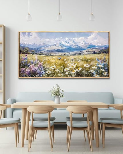 QIYILEXWART Large Wall Art For Bedroom Wall Decor For Living Room Office Decoration Range Grassland Landscape Painting Watercolour Pictures Canvas Artworks Ready To Hang Home Decor Wood Framed