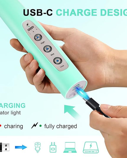 YUSWKO Baby Blue Handheld Milk Frother Wand for Coffee, Rechargeable Electric Whisk with 3 Heads 3 Speeds Drink Mixer Coffee Frother For Latte, Cappuccino, Hot Chocolate, Egg