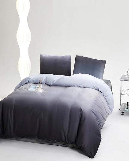 Luxlovery Grey Black Velvet Comforter Full Gradient Flannel Bedding Set Full Men Boys Grey White Winter Warm Blanket Quilts Thick Warm Modern Comforter Set