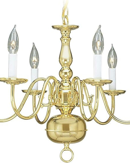 Livex Lighting 5006-02 Williamsburgh 6 Light Polished Brass Chandelier