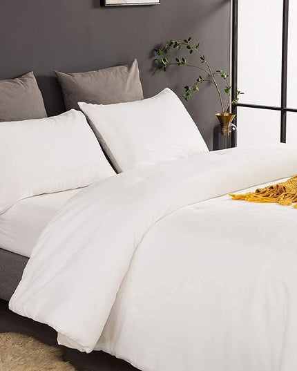 Houseri Plain White Velvet Comforter Set Twin Fluffy Flannel All White Furry Bedding Sets Kids Fuzzy Comforter Sherpa Bedding Comforters Sets Twin