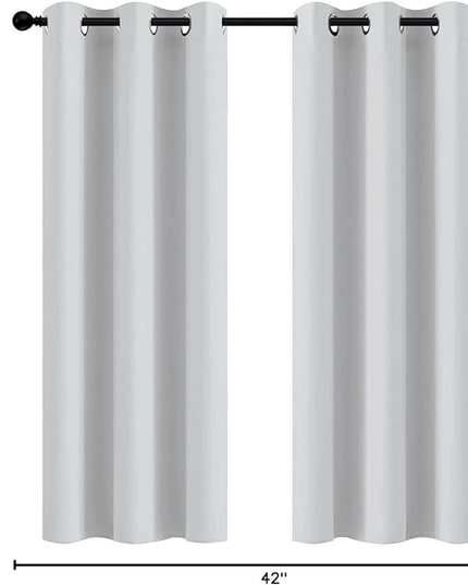 Yakamok Greyish White Curtains for Bedroom,Grommet Thermal Insulated Room Darkening Curtains for Living Room,42W x 72L,2 Panels
