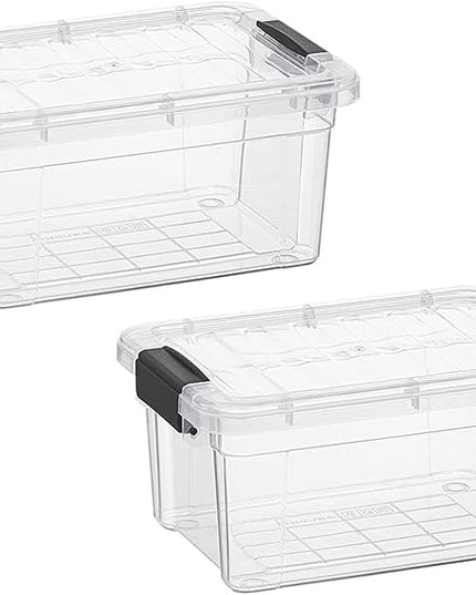 Superio Clear Storage Boxes with Lids, 3.4 Quart Plastic Container Bins for Organizing, Stackable Crates, BPA Free, Non Toxic, Odor Free, Organizers for Home, Office, School, and Dorm