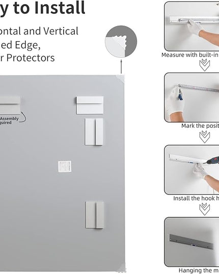 Mirrorons Beveled Mirror, Bathroom Mirrors 48" x 30", Frameless Rectangle Bathroom Mirror with Beveled Edge, Hangs Horizontally or Vertically. Upgraded Shatterproof Mirror