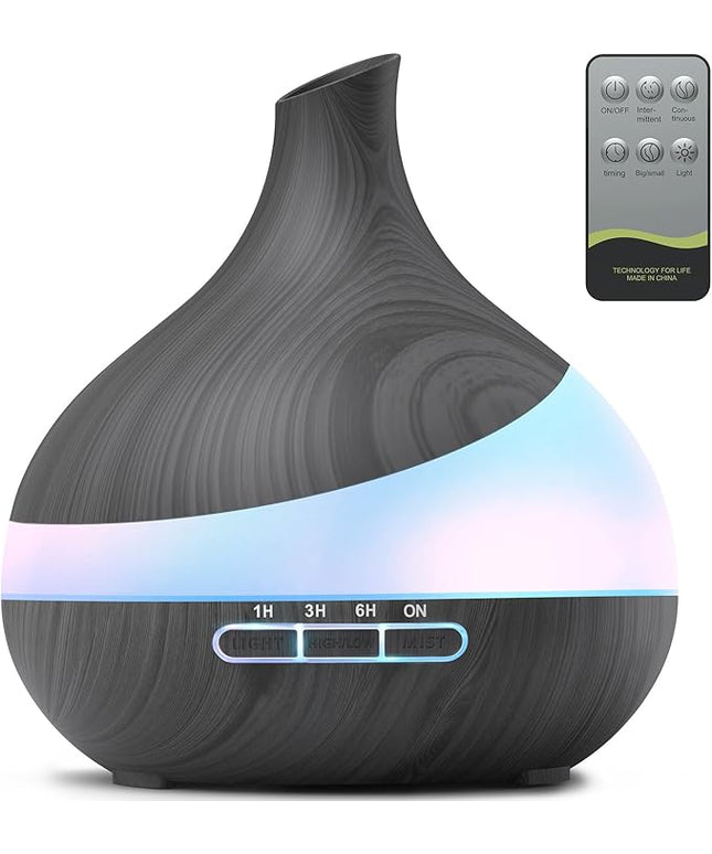 500ML Essential Oil Diffuser: Aroma Diffuser with Remote Control for Hotel Spa Yoga Room - Humidifiers for Bedroom with 14 Colors LED Night Light for Kids/Women Home Relaxation