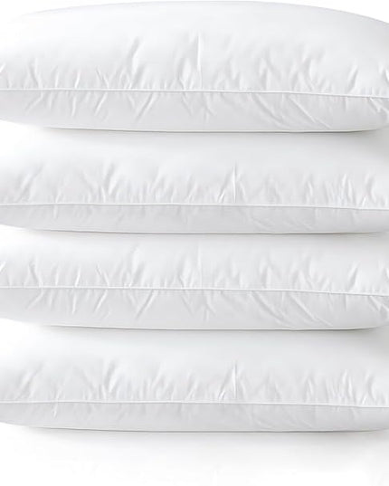 Medium Support Bed Pillows Standard Size Set of 4 Pack for Sleeping 20"x26", Hypoallergenic Skin Friendly Down Alternative Filling for Side Stomach Back Sleeper Machine Washable