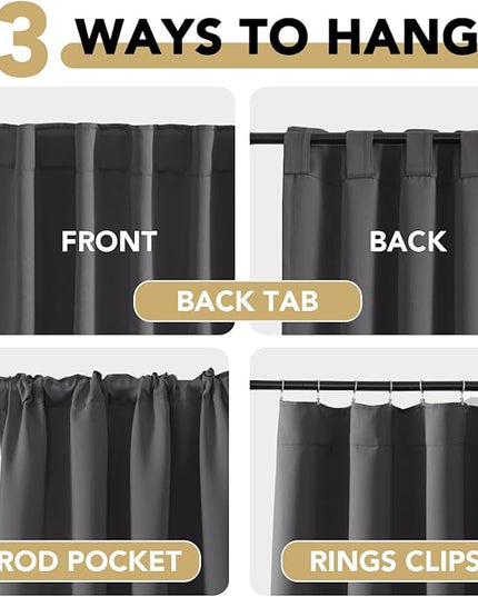 H.VERSAILTEX Blackout Curtains Thermal Insulated Window Treatment Panels Room Darkening Blackout Drapes for Living Room Back Tab/Rod Pocket Bedroom Draperies (2 Panels, Charcoal Gray, 42 x 63 Inch)
