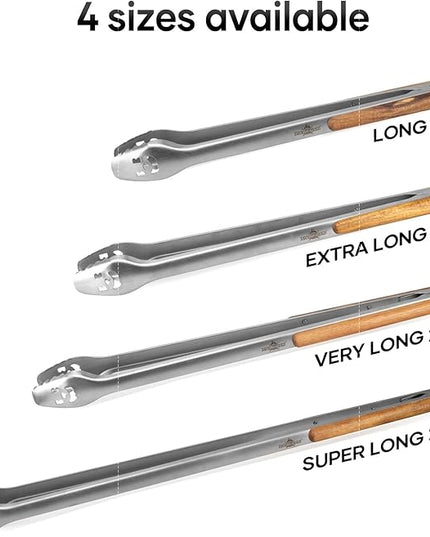 Fire Pit Tongs 32-inch Super Long for Loading Wood,BBQ with Extended Luxurious Acacia Handle for Fire Pits, Fire Rings,Campfires, and Fireplaces, Outdoor or Indoor ﻿