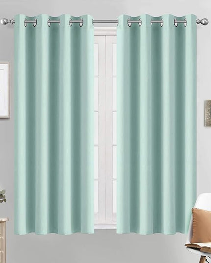 Yakamok Room Darkening Grommet Window Drapes Thermal Insulated Light Blocking Blackout Curtains for Bedroom(52Wx54L,Aqua,2 Panels)