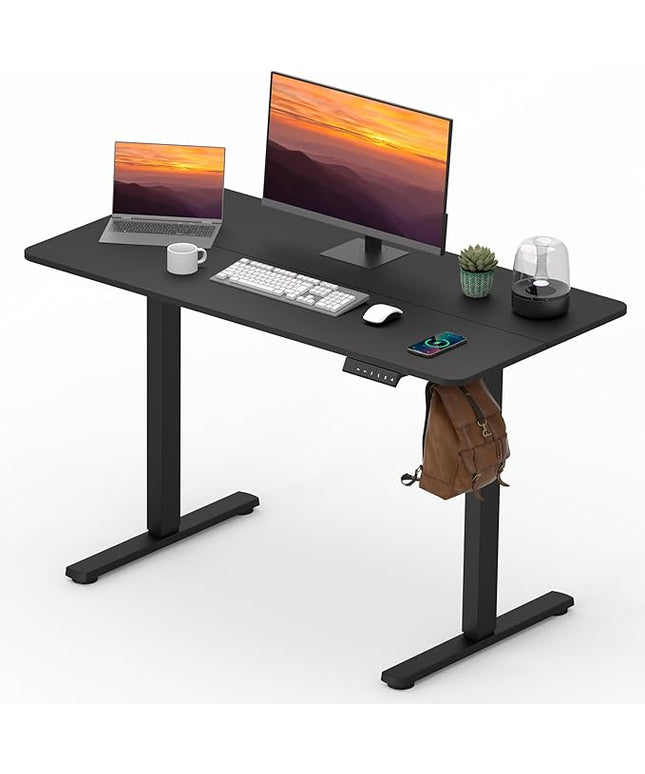 Adjustable Standing Desk, 47x24 Inches Home Office Desk with Memory Preset, Home Office Desk Computer Workstation Splice Black Top + Black Frame