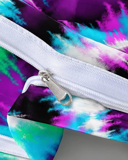 Tie Dye Duvet Cover Set Twin Size Full Dye Purple Blue Bed Set Girls Comforter Cover and Pillow Shams for Women Decor Bedroom