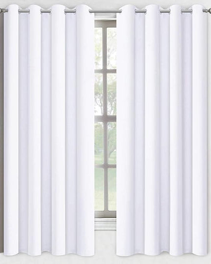 Yakamok Thermal Insulated Curtains,Room Darkening Grommet for Bedroom/Living Room,2 Tie Backs Included (2 Panels, 52 Inch Wide by 63 Inch Long, Pure White)