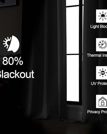 Gwine Silver Grey Blackout Curtains for Bedroom 90 inches Long 2 Panels Set, Solid Noise Reducing Thermal Insulated Blackout Curtains for Living Room with Rod Pocket, Each 50" Wx90 L