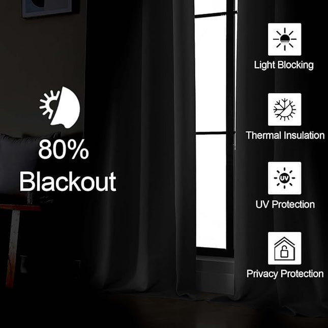 Gwine Stone Blue Blackout Curtains for Bedroom 96 Inch Length, Room Darkening Energy Saving Black Out Curtains for Living Room, Window Treatment Drapes with Rod Pocket, Each 50" Wx96 L, 2PC