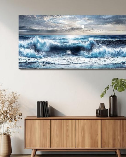 ERQINHUA Large Canvas Wall Art For Living Room Restaurant Wall Decor For Bedroom Marine Landscape Paintings Office Wall Prints Pictures Artwork Ready To Hang Hotel Room Home Decoration 24"x48"