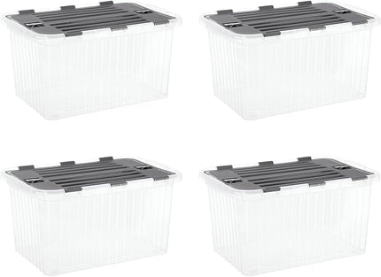 Superio Storage Bins with Lids, Clear Plastic Containers for Organizing, Stackable Totes, BPA Free, Odor Free, Organizer Boxes for Home, and Dorm, 35 Quart (4 Pack, 20.25"x14"x10.5")