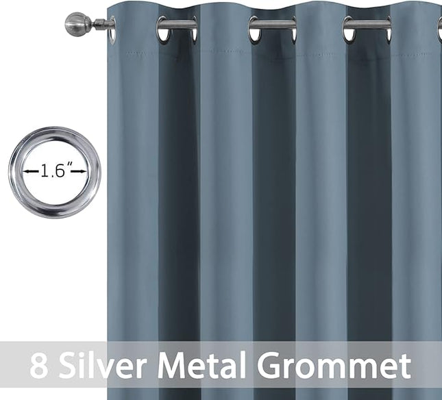 Yakamok Soild Small Window Curtains,Grommet Thermal Insulated Privacy Curtains and Drapes Room Darkening Shades Decent Decor for Kitchen Camper Closet(2 Panels,Stone Blue,52x36 Inch)